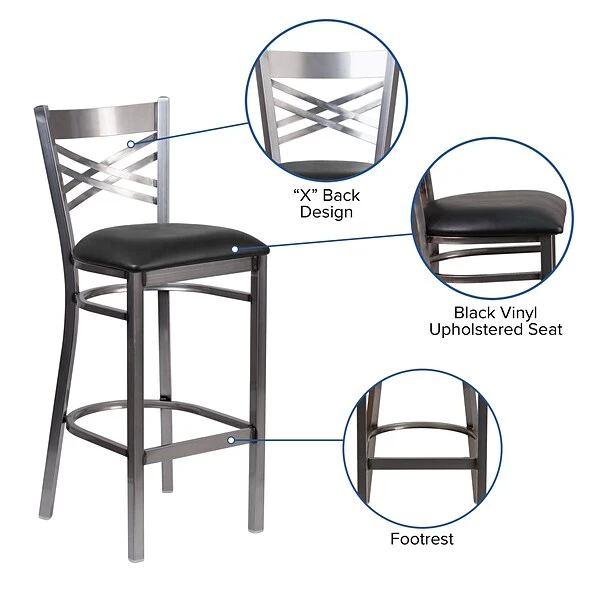 Flash Furniture Traditional Vinyl Restaurant Barstool With Back, Black (XU6F8BCLBARBLKV) - Image 4