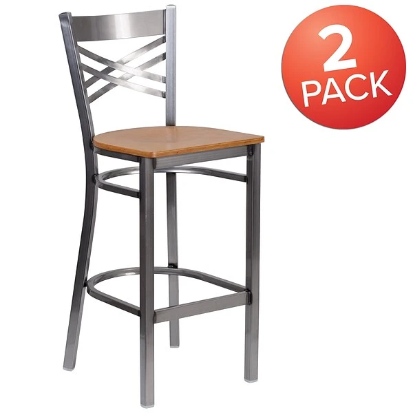 Flash Furniture Traditional Wood Restaurant Barstool With Back, Natural, 2-Pieces (2XU6F8BCLBNATW) - Image 2