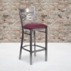 Flash Furniture Traditional Vinyl Restaurant Barstool With Back, Burgundy, 2-Pieces (2XU6F8BCLBBURV)