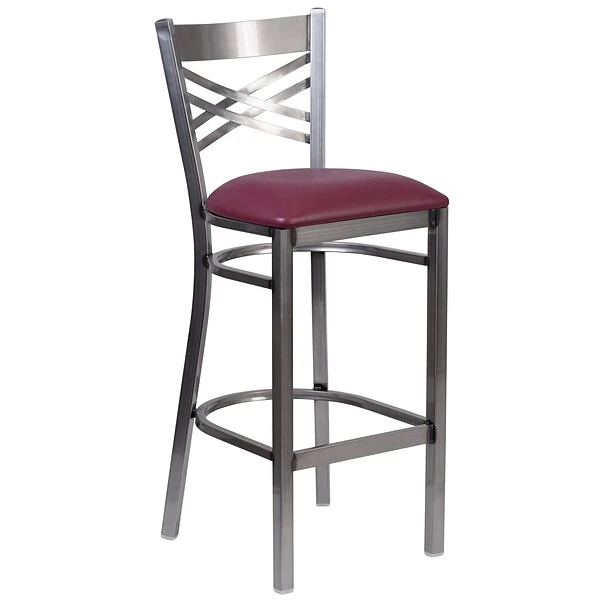 Flash Furniture Traditional Vinyl Restaurant Barstool With Back, Burgundy, 2-Pieces (2XU6F8BCLBBURV) - Image 5