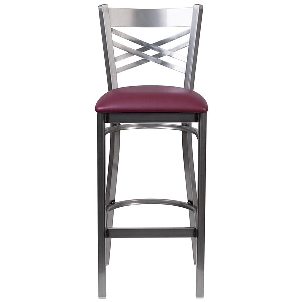 Flash Furniture Traditional Vinyl Restaurant Barstool With Back, Burgundy, 2-Pieces (2XU6F8BCLBBURV) - Image 7