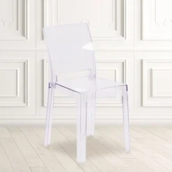 4 Pack. Ghost Chair With Square Back (4OWSQUAREBACK18)