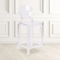 Ghost Counter Stool In Transparent Crystal With Tear Back (OWTEARBACK24)