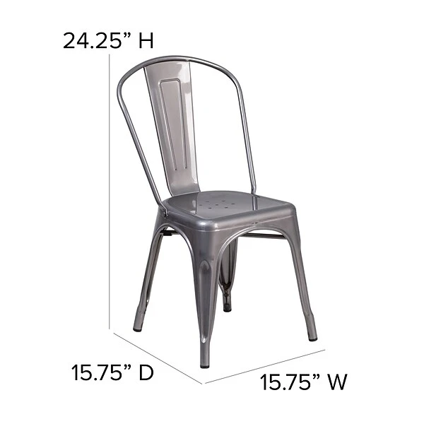 Flash Furniture Contemporary Metal Side Dining Chair, Gray (XUDGTP001) - Image 5