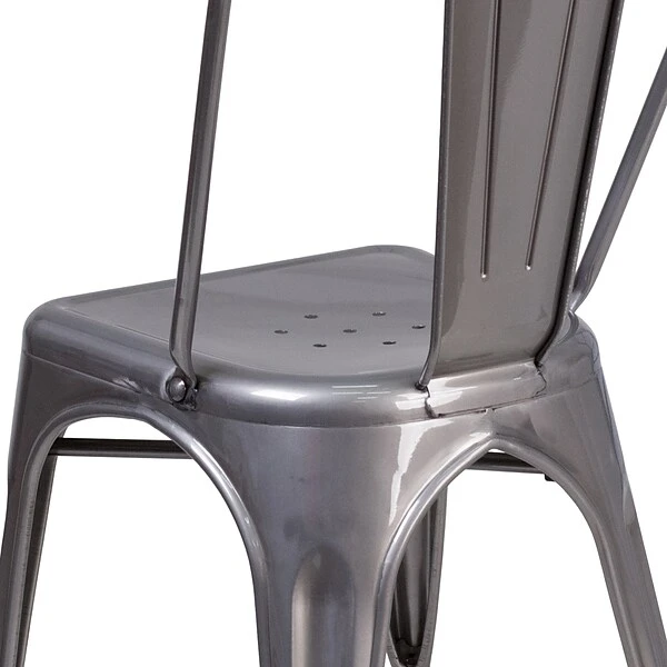 Flash Furniture Contemporary Metal Side Dining Chair, Gray (XUDGTP001) - Image 7