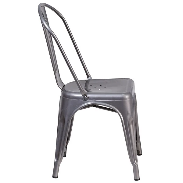 Flash Furniture Contemporary Metal Side Dining Chair, Gray (XUDGTP001) - Image 8