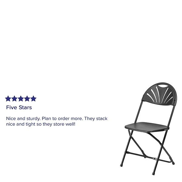Flash Furniture HERCULES Series 800 Lb. Capacity Plastic Fan Back Folding Chair 8/Pack (8LEL4BK) - Image 4