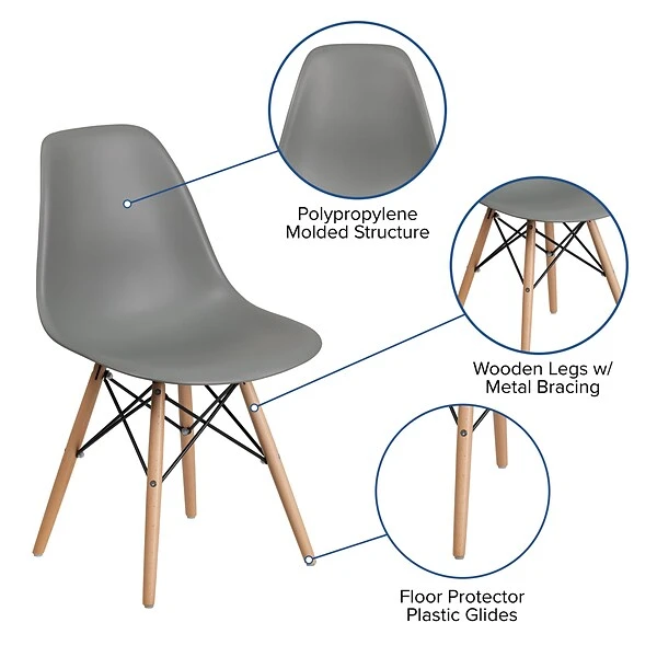 Flash Furniture Elon Series Plastic/Poly Accent Chair, Armless, Moss Gray (FH130DPPGY) - Image 4