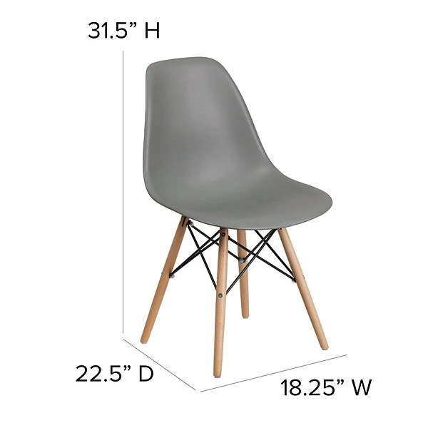 Flash Furniture Elon Series Plastic/Poly Accent Chair, Armless, Moss Gray (FH130DPPGY) - Image 5