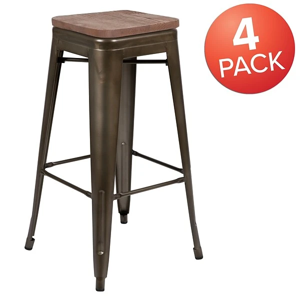 Flash Furniture Metal 30" High Indoor Bar Stool, Gun Metal Gray, 4-Pieces (4ET31320W30GNR) - Image 2