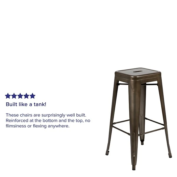 Flash Furniture Metal 30" High Indoor Bar Stool, Gun Metal Gray, 4-Pieces (4ET31320W30GNR) - Image 4