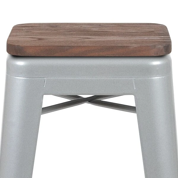 Flash Furniture Metal 30" High Indoor Bar Stool, Silver, 4-Pieces (4ET31320W30SVR) - Image 6