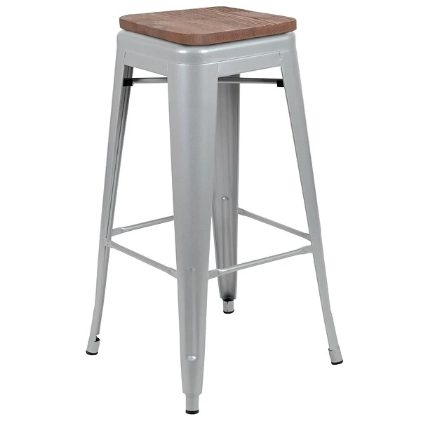 Flash Furniture Metal 30" High Indoor Bar Stool, Silver, 4-Pieces (4ET31320W30SVR) - Image 7