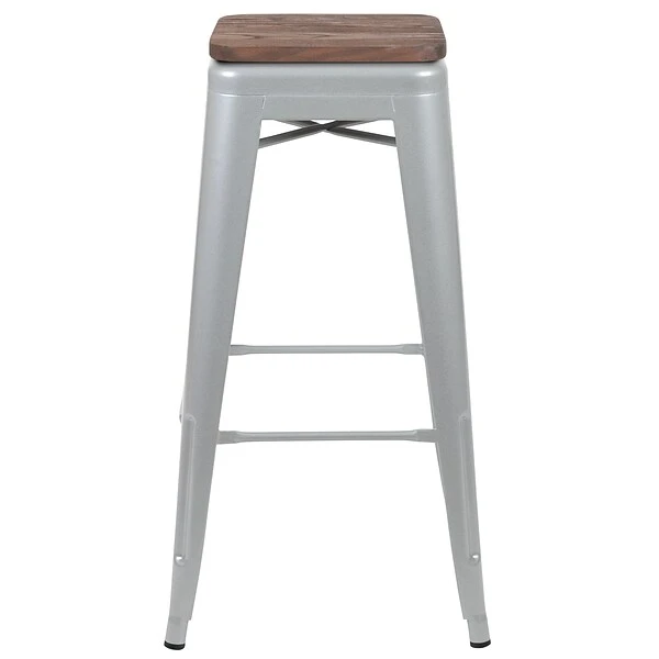 Flash Furniture Metal 30" High Indoor Bar Stool, Silver, 4-Pieces (4ET31320W30SVR) - Image 8