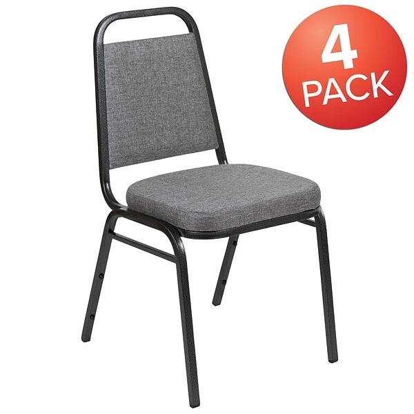 Flash Furniture Fabric Banquet Folding Chair, Gray Fabric/Silver Vein Frame, 4-Pieces (4FDBHF1SVBCG) - Image 2