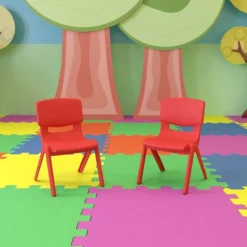 Flash Furniture Plastic School Chair With 10.5" Seat Height, Red, 2-Pieces (2YUYCX003RED)