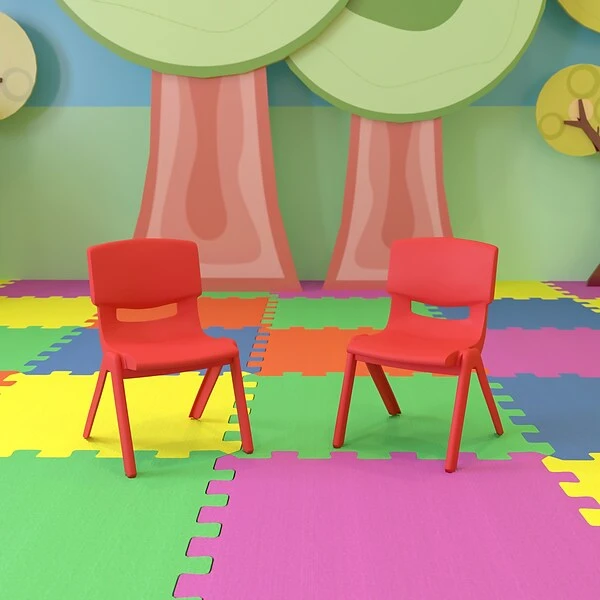 Flash Furniture Plastic School Chair With 10.5" Seat Height, Red, 2-Pieces (2YUYCX003RED)