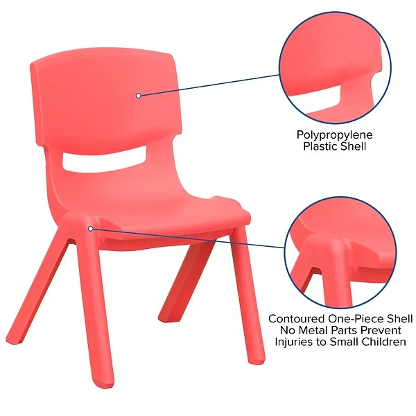 Flash Furniture Plastic School Chair With 10.5" Seat Height, Red, 2-Pieces (2YUYCX003RED) - Image 6
