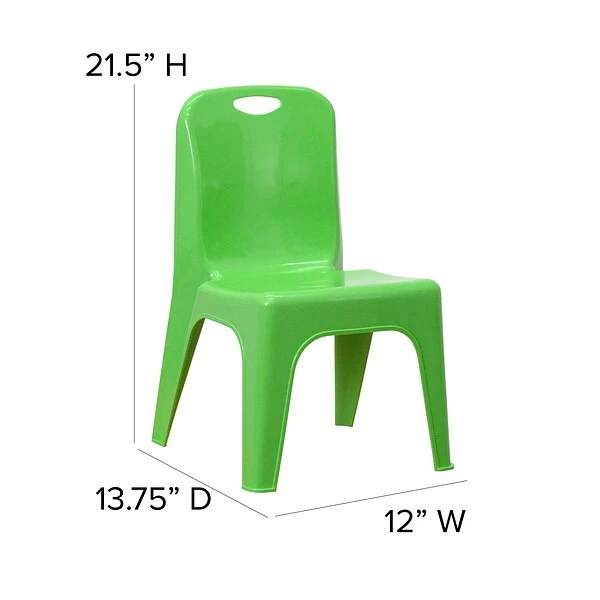 Flash Furniture Plastic School Chair With Carrying Handle And 11'' Seat Height, Green, 2-Pieces (2YUYCX011GREEN) - Image 6