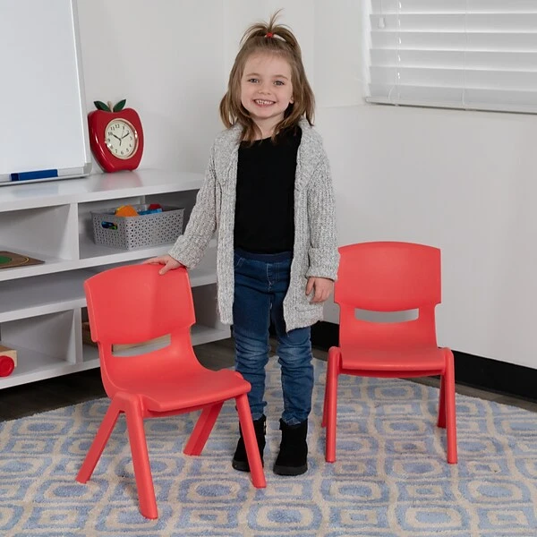 Flash Furniture Plastic School Chair With 10.5" Seat Height, Red, 2-Pieces (2YUYCX003RED) - Image 8