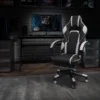 Flash Furniture X40 Ergonomic LeatherSoft Swivel Gaming Massaging Chair, White (CH00288WH)