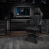 Flash Furniture X40 Ergonomic LeatherSoft Swivel Gaming Massaging Chair, Black/Gray (CH00288BK)
