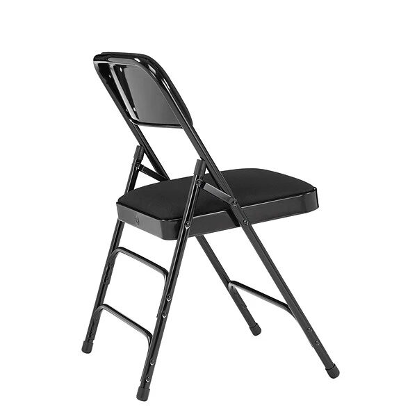 NPS 2300 Series Fabric Padded Triple Brace Double Hinge Premium Folding Chairs, Midnight Black/Black, 4 Pack (2310/4) - Image 3