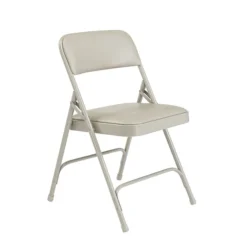 NPS 1200 Series Vinyl Padded Premium Folding Chairs, Warm Grey/Grey, 4/Pack (1202/4)
