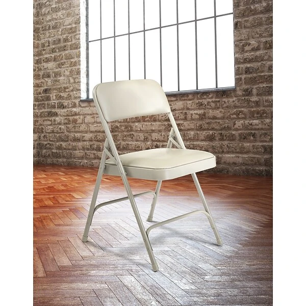 NPS 1200 Series Vinyl Padded Premium Folding Chairs, Warm Grey/Grey, 4/Pack (1202/4) - Image 7
