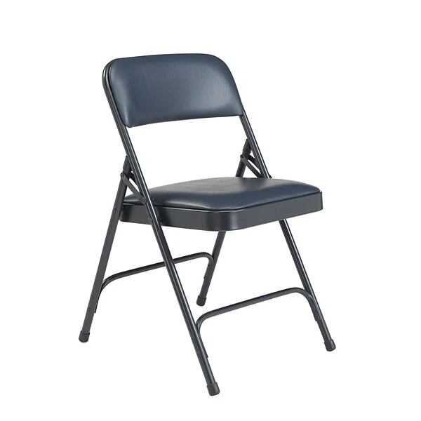 NPS 1200 Series Vinyl Padded Premium Folding Chairs, Dark Midnight Blue/Char-Blue, 4/Pack (1204/4)