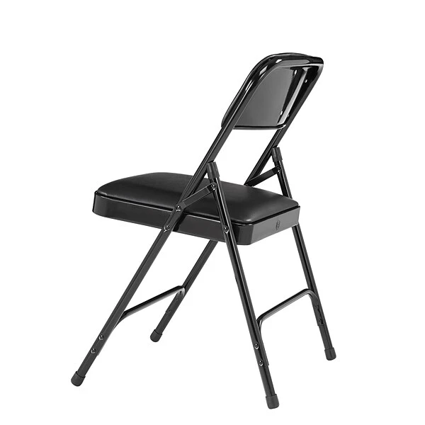 NPS 1200 Series Vinyl Padded Premium Folding Chairs, Caviar Black/Black, 4/Pack (1210/4) - Image 4
