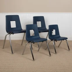 Flash Furniture Advantage Plastic Student Stack Chair, Navy (ADVSSC12NAVY)