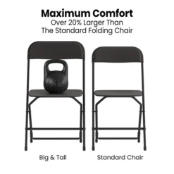 Flash Furniture Hercules™ Plastic Big And Tall Commercial Folding Chair, Black, 4/Pack (4LEL3WBK)