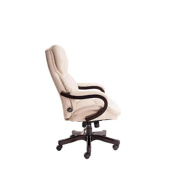 Serta Big And Tall Bonded Leather Executive Office Chair With Upgraded Wood Accents, Inspired Ivory (CHR200059) - Image 2