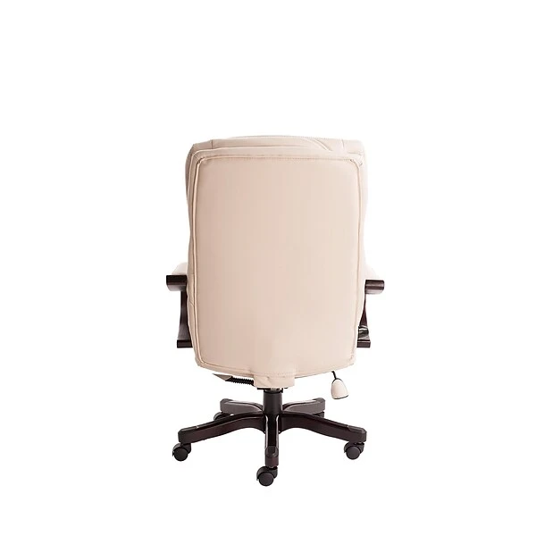 Serta Big And Tall Bonded Leather Executive Office Chair With Upgraded Wood Accents, Inspired Ivory (CHR200059) - Image 3