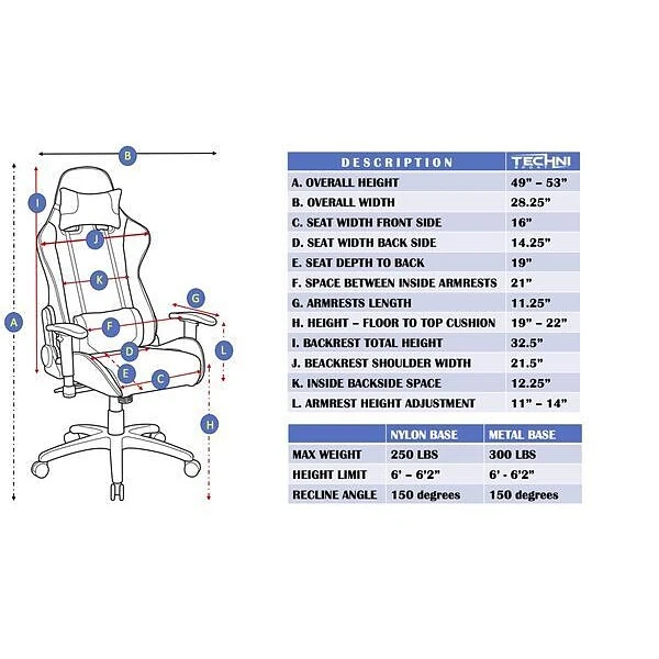 Techni Sport TS-F44 Fabric Ergonomic High Back Video Gaming Chair, Black (RTA-TSF44-BK) - Image 6