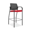 HON Ignition Ilira-Stretch Mesh/Fabric Cafe Height 4-Leg Stool, Fixed Arms, Black/Ruby (HONIC108IMCU67)