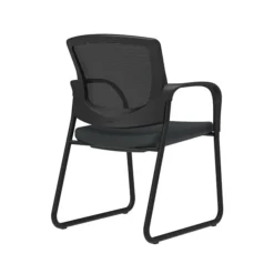 Union & Scale™ Workplace2.0™ 500 Series Vinyl And Mesh Guest Chair, Carbon, Integrated Lumbar, Fixed Arms (53290)