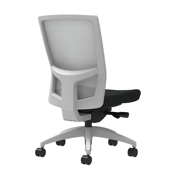 Union & Scale Workplace2.0™ Task Chair, Black Vinyl, Integrated Lumbar, Armless, Advanced Synchro-Tilt Seat Control (53572)