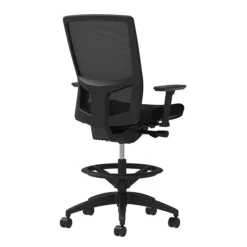 Union & Scale Workplace2.0™ Fabric Stool, Black, Integrated Lumbar, Height & Width Adjustable Arms, Synchro-Tilt Control (53840)