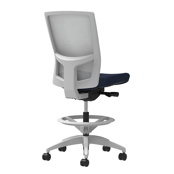 Union & Scale Workplace2.0™ Fabric Stool, Navy, Integrated Lumbar, Armless, Synchro-Tilt, Partial Assembly Required
