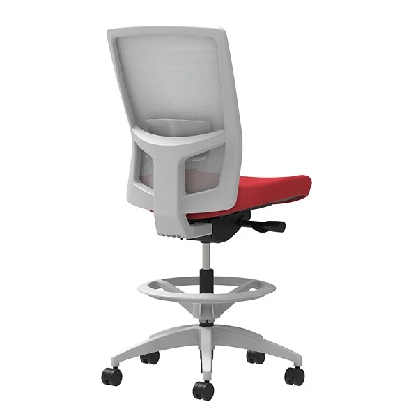 Union & Scale Workplace2.0™ Fabric Stool, Cherry, Adjustable Lumbar, Armless, Synchro-Tilt, Partial Assembly Required