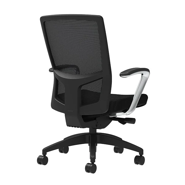 Union & Scale Workplace2.0™ Fabric Task Chair, Black, Integrated Lumbar, Fixed Arms, Advanced Synchro-Tilt Seat Control (53681)