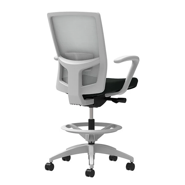 Union & Scale Workplace2.0™ Stool, Black Vinyl, Adjustable Lumbar, Fixed Arms, Synchro-Tilt Seat Control (53800)