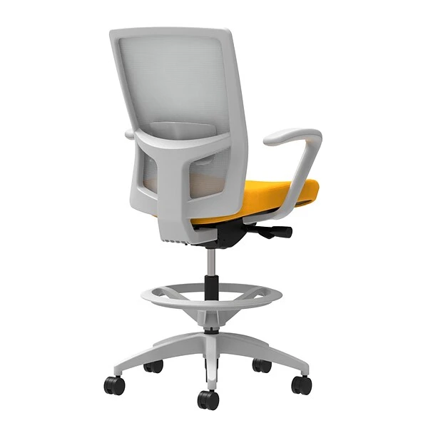 Union & Scale Workplace2.0™ Fabric Stool, Goldenrod, Adjustable Lumbar, Fixed Arms, Synchro-Tilt Seat Control (53792)