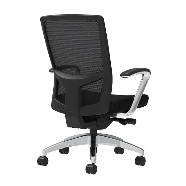 Union & Scale Workplace2.0™ Fabric Task Chair, Black, Integrated Lumbar, Fixed Arms, Advanced Synchro-Tilt Seat Control (53673)