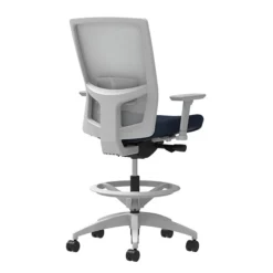 Union & Scale Workplace2.0™ Fabric Stool, Navy, Adjustable Lumbar, Height & Width Adjustable Arms, Synchro-Tilt Control (53780)