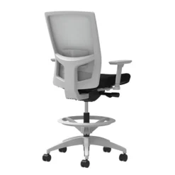 Union & Scale Workplace2.0™ Fabric Stool, Black, Adjustable Lumbar, Height & Width Adjustable Arms, Synchro-Tilt Control (53774)