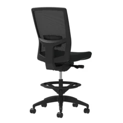Union & Scale Workplace2.0™ Stool, Black Vinyl, Adjustable Lumbar, Armless, Synchro-Tilt Seat Control (53884)