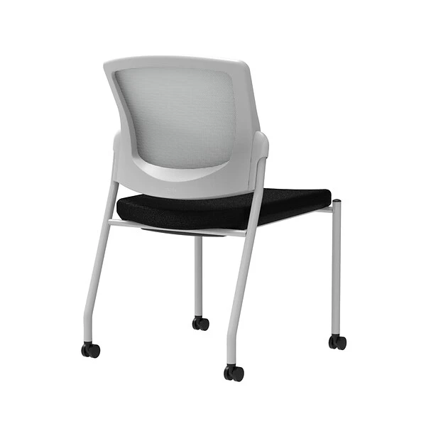 Union & Scale Workplace2.0™ Fabric Guest Chair, Black, Integrated Lumbar, Armless, Stationary Seat Control (53697)